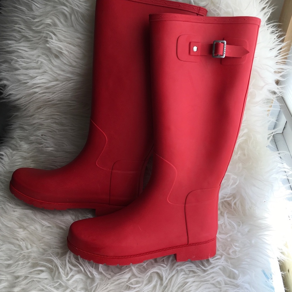 Red rain boots